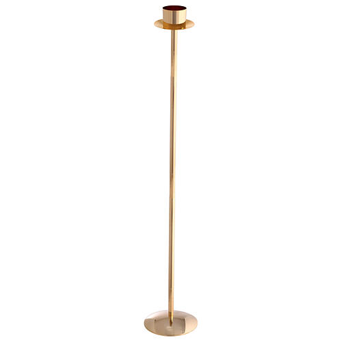 Candeliere processionale ottone dorato base estraibile 134 cm 1