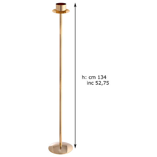 Candeliere processionale ottone dorato base estraibile 134 cm 3