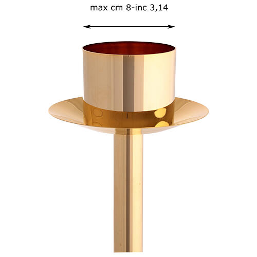 Candeliere processionale ottone dorato base estraibile 134 cm 4