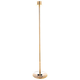Processional candlestick in gold plated brass removable base 60 in