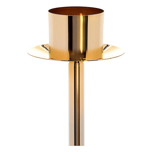 Processional candlestick in gold plated brass removable base 60 in 2