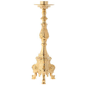 Rococo candlestick of polished brass