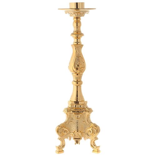 Rococo candlestick of polished brass 3