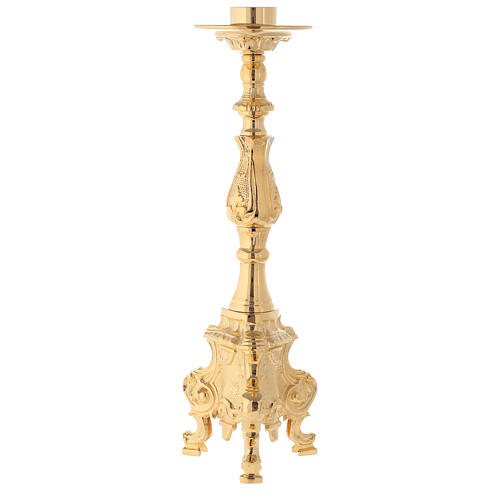 Polished brass candlestick rococo style 1