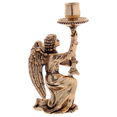 Altar candlestick with angel, resin with old gold finish 1