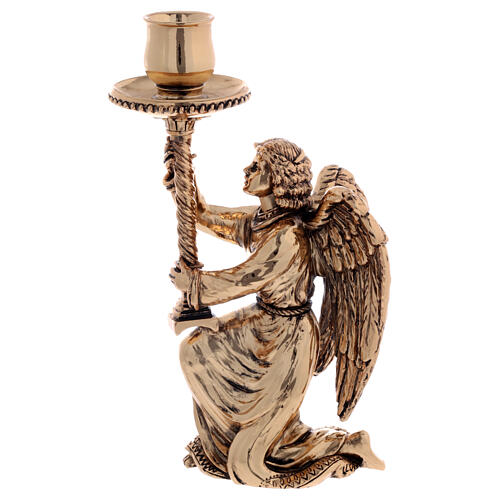 Altar candlestick with angel, resin with old gold finish 4