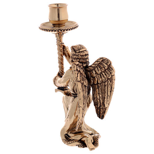 Altar candlestick with angel, resin with old gold finish 6