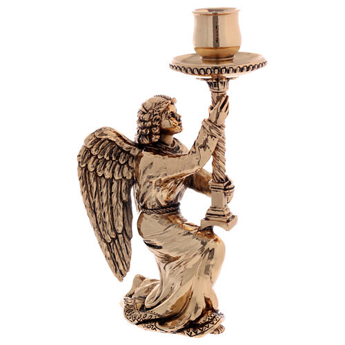 Candelero de altar ángel resina oro antiguo 2