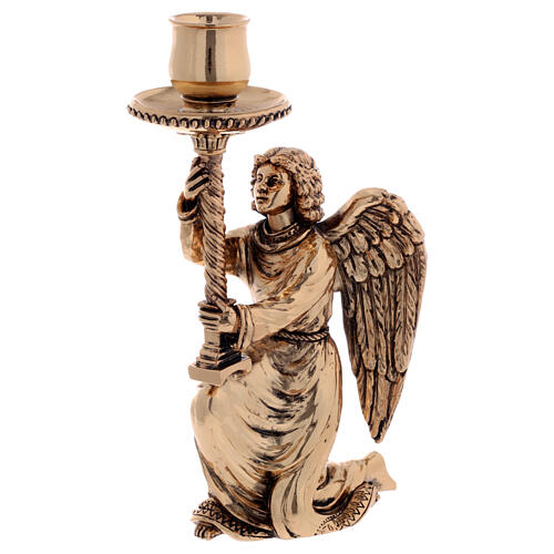 Castiçal de altar anjo resina ouro antigo 3