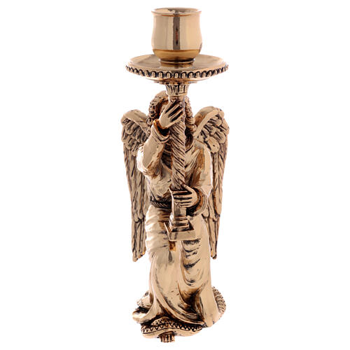Angel altar candlestick in antique gold resin 5