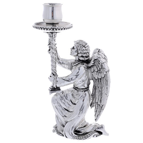 Altar candlestick with angel, resin with old silver finish 4
