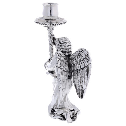 Altar candlestick with angel, resin with old silver finish 6