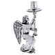 Altar candlestick with angel, resin with old silver finish s2