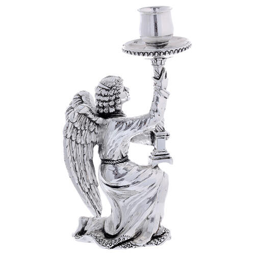 Świecznik ołtarzowy z żywicy, wyk. srebro antykowane, z aniołem 1