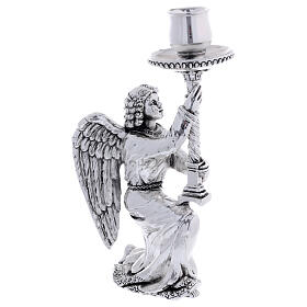 Altar candlestick antique silver resin angel