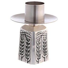 Catholic candle holder in silvered brass ears of corn Molina
