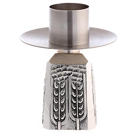 Catholic candle holder in silvered brass ears of corn Molina