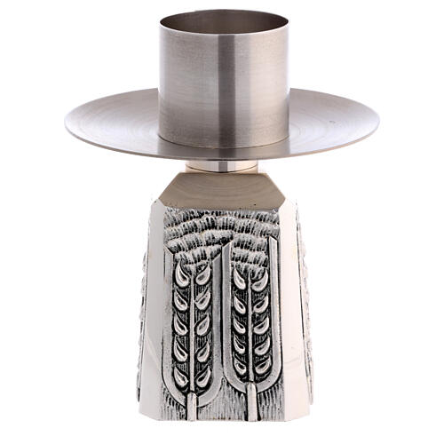 Catholic candle holder in silvered brass ears of corn Molina 2