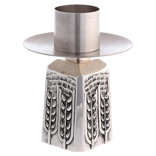 Catholic candle holder in silvered brass ears of corn Molina 3