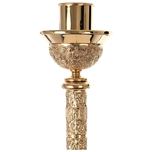 Molina candle holder for Paschal candle, gold plated brass, 50 in 3