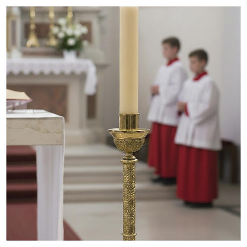 Molina candle holder for Paschal candle, gold plated brass, 50 in 6