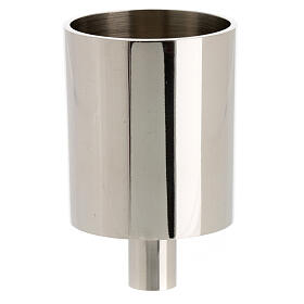 Modern candle socket of silver-plated brass, 1.5 in diameter