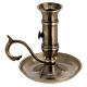 Candle holder with plate and handle, antique finish brass, for 0.8-1 in candles s3