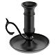 Black metal candle holder with plate and handle for 0.8-1 in candles s2