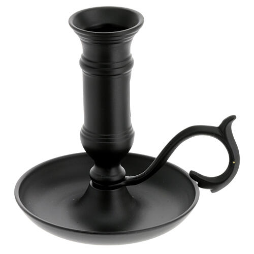 Black iron candle holder, saucer and handle for 2-2.5 cm candles 1