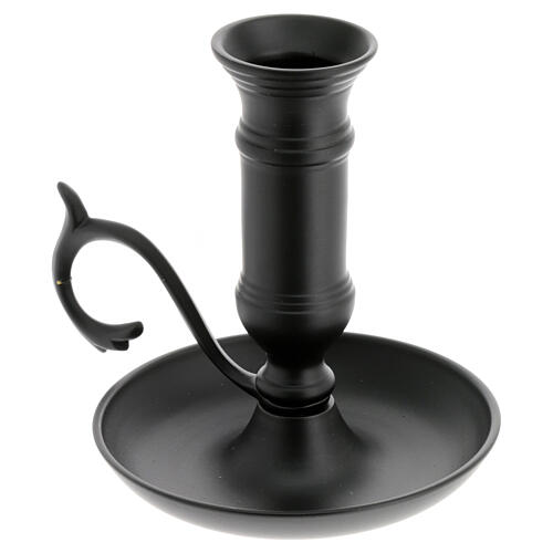 Black iron candle holder, saucer and handle for 2-2.5 cm candles 2