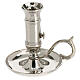 Candle holder with plate and handle, silver-plated brass, for 0.8-1 in candles s1