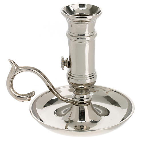 Candle holder, saucer and candle handle 2-2.5 cm in silver-plated brass 3