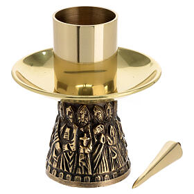 Altar candlestick of gold plated brass for 1.5 in candles
