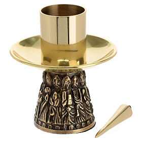Altar candlestick of gold plated brass for 1.5 in candles