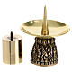 Altar candlestick of gold plated brass for 1.5 in candles s3