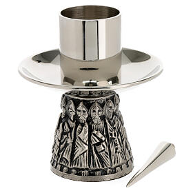 Silver-plated brass altar candlestick for candle 4 cm