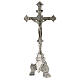 Altar crucifix of silver-plated brass, h 14 in, tripod base s1