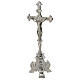 Altar crucifix of silver-plated brass, h 14 in, tripod base s4