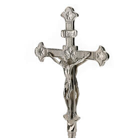 Crucifix d'autel en laiton argenté h 35 cm base trépied