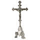 Crucifix d'autel en laiton argenté h 35 cm base trépied s1