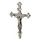 Crucifixo de mesa latão prateado h 35 cm base tripé s2