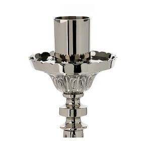 Silver-plated brass candlestick with floral pattern, h 24 in