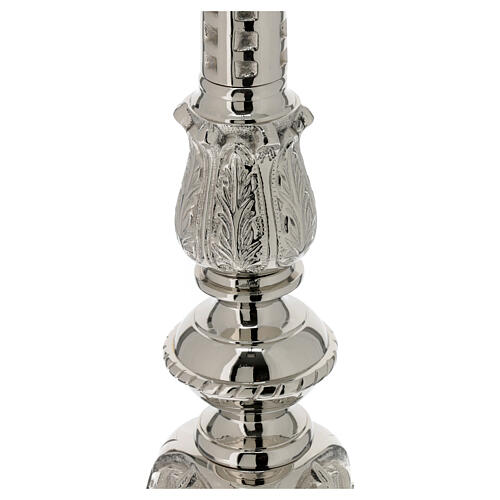 Silver-plated brass candlestick with floral decoration h 60 cm 3