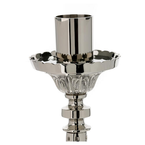 Candlestick with leaf pattern, silver-plated brass, h 34 in 2