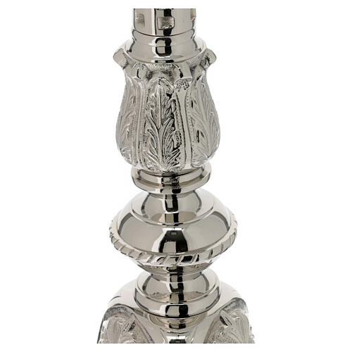 Candlestick with leaf pattern, silver-plated brass, h 34 in 3