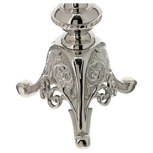 Candlestick with leaf pattern, silver-plated brass, h 34 in 4