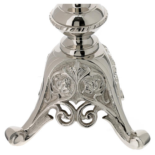 Candlestick with leaf pattern, silver-plated brass, h 34 in 6