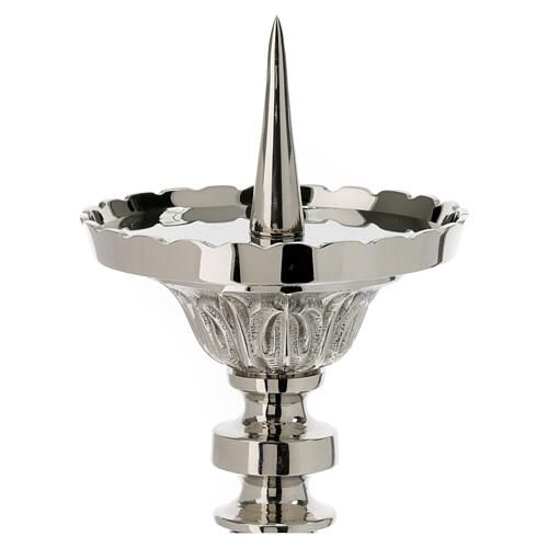Candlestick with leaf pattern, silver-plated brass, h 34 in 7