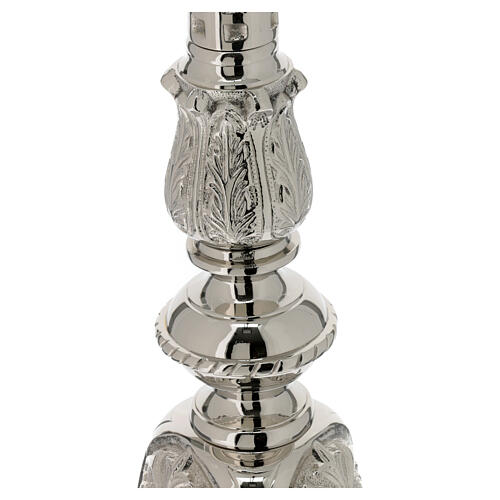 Candlestick with leaves decoration in silvered brass 85 cm h 3