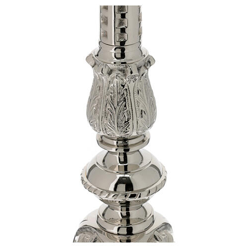 Silver-plated brass candlestick, h 43 in, floral pattern 3